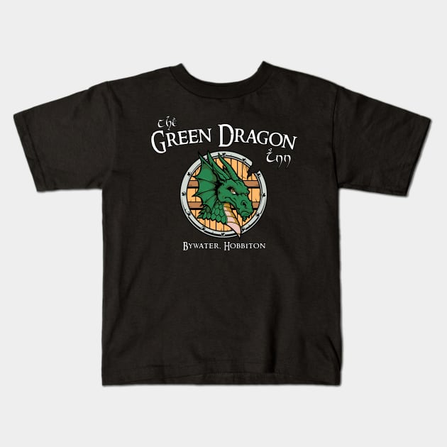 Dragon Inn (Black Print) Kids T-Shirt by Miskatonic Designs